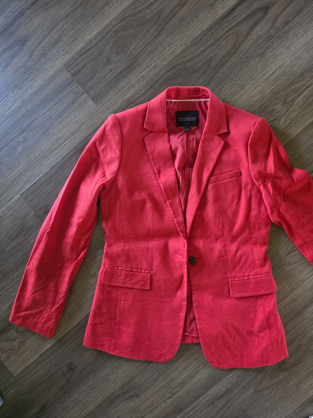 Banana Republic Red Linen Blend Blazer